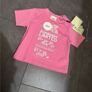 Burberry Pink Short Sleeve Tee with Graphic Design